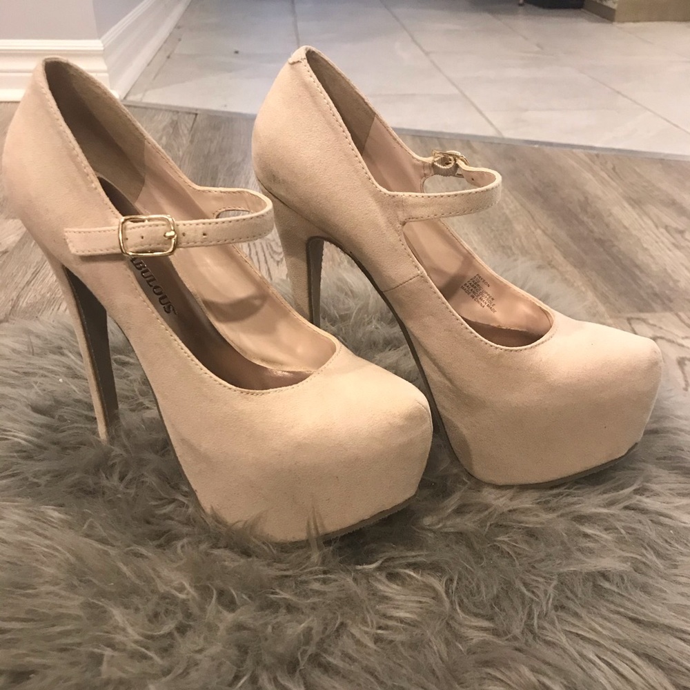 “Justfab” brand nude platform heels. Brand new.